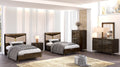 Merrick Glossy Brown Marble  48" Bed or Full Size Bed 5 Pcs. Bedroom Set