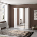 4 Door Wardrobe - White or Mahogany