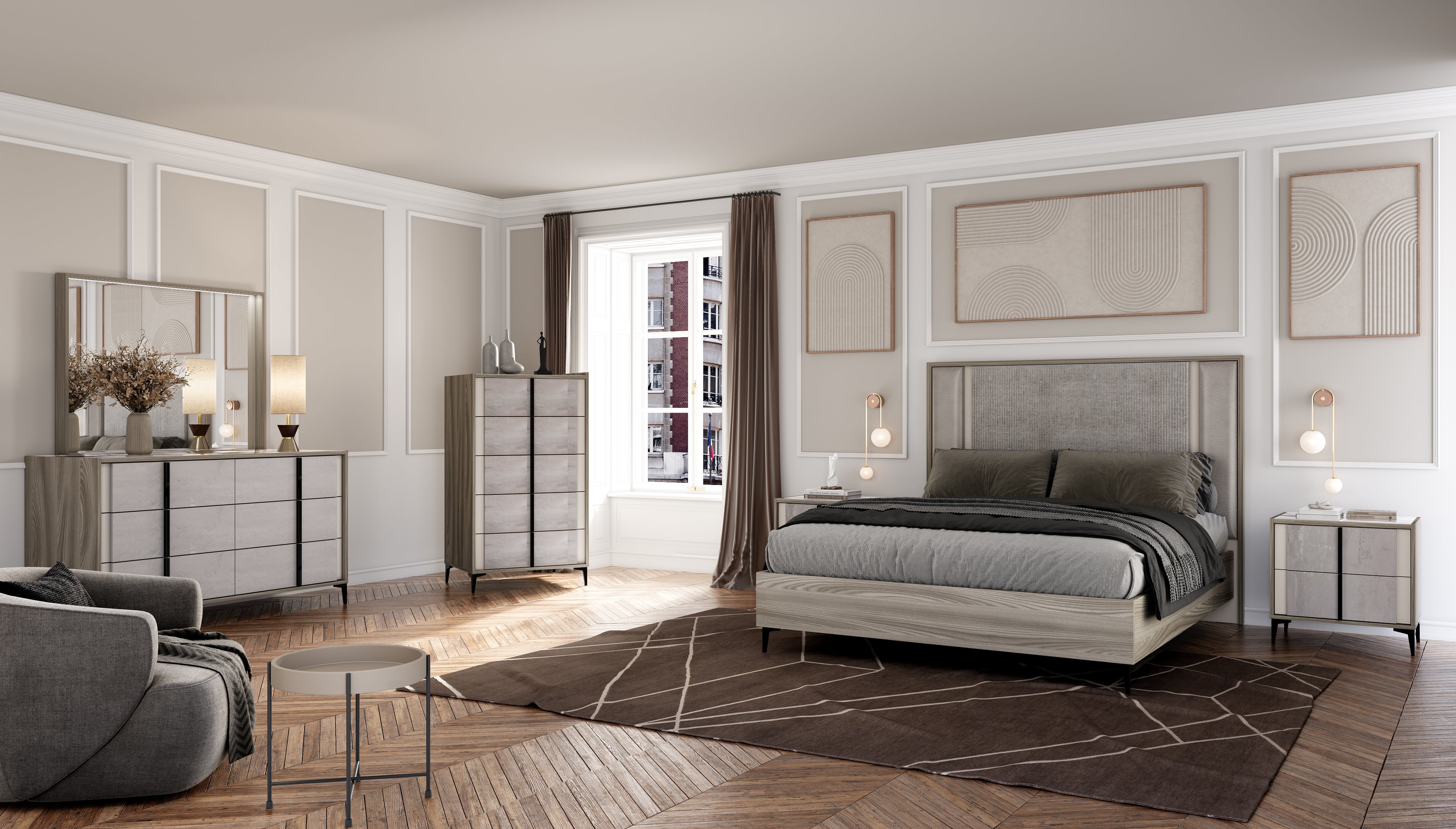 Seaford Matt Grey 5 pcs. Queen Size Bedroom Set